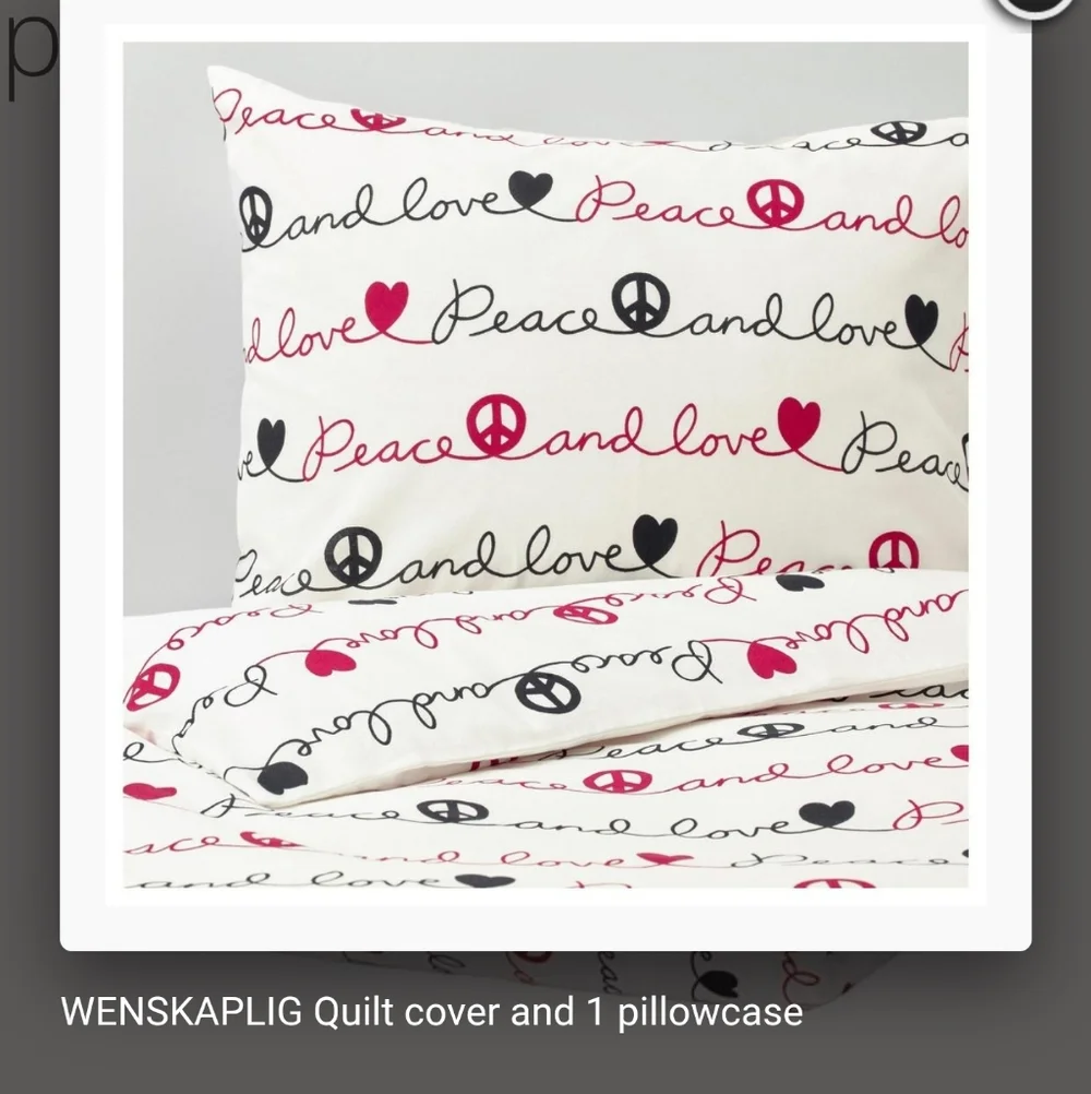 IKEA WENSKAPLIG Twin Duvet Quilt cover 1 pillow
